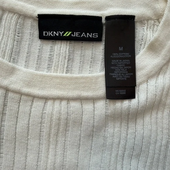DKNY White Ribbed Cotton Long Sleeve Shirt - Picture 5 of 8